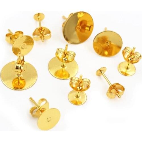 100pcs Earring Pins Stainless Steel Metal Blank Post Earring Studs Base Pins with Earring Plug DIY Jewelry Making Supplies