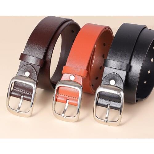 Womens genuine leather fashion retro belt high quality luxury brand ladies metal buckle new belt with jeans
