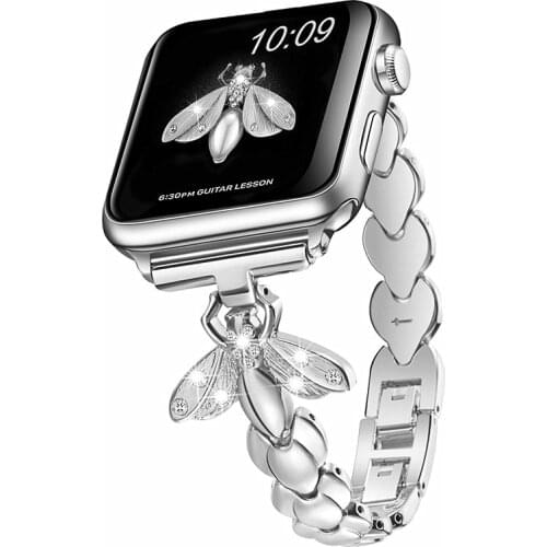 Rhinestone Wristband For Apple Watch 6 se Band 44mm 44mm Series 5 4 Stainless Steel Bracelet Strap For Apple Watch 3 iWatch 42mm