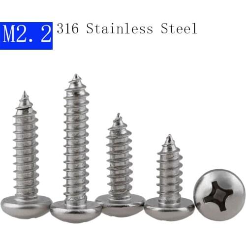 M2.2 316 Stainless Steel A4 Phillips Cross Recessed PAN Head Self Tapping Screws bolts DIN 7981