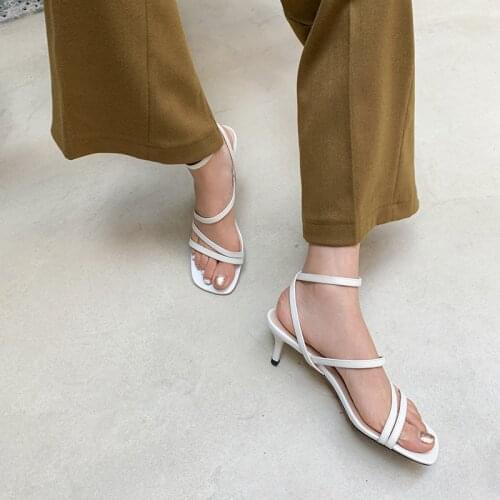 Fashion Brand Sandals for Women Thin High Heel Slides High Quality Women Narrow Band Summer Beach Flip Flops Sandals