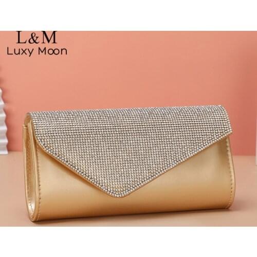 Rhinestones Clutch Evening Bag Beading Luxury Designer Purse And Handbag Female Leather Wedding Party Chain Shoulder Bag X429H