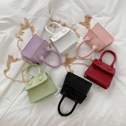 Cute Women PU Leather Mini Crossbody Shoulder Bags Lady Girls Pure Color Flap Chain Casual Messenger Pouch