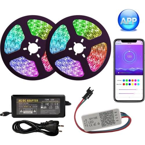 WS2811 Dream Color LED Strip Lights APP Bluetooth Multicolor Chasing Rope Lights Kit Flexible Lighting for Home Kitchen 10M 20M