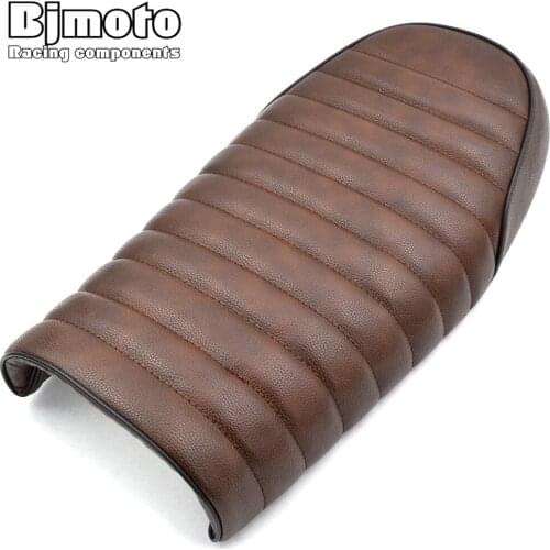 Bjmoto universal motocross Brown Flat Custom Vintage Saddle Cafe Racer Seat Cowl For harley Suzuki Kawasaki Yamaha Honda