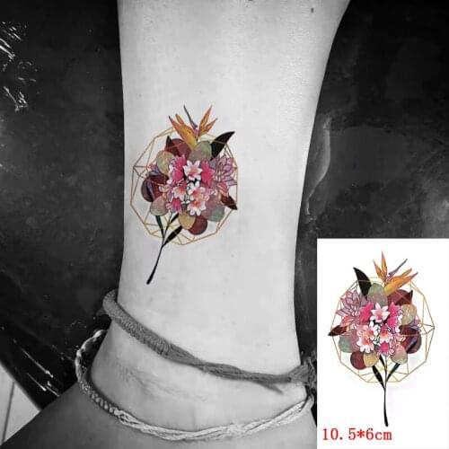 Waterproof Temporary Tattoo Sticker Geometry Color Flower Plant Body Art Fake Tattos Flash Tatoos Hand Wrist for Men Women