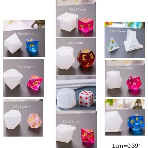 10 Pcs/Set Transparent Epoxy Mold UV Resin DIY Dice Mould Crafts Making Molds 40JF