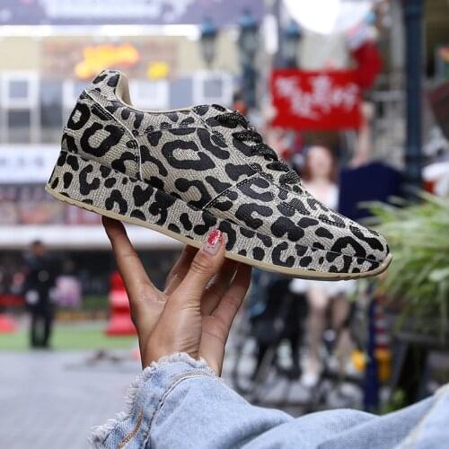 Shoe Woman Leopard Printing Shoes Casual Lace-Up Low-Top Sneakers Female Walking Footwear Shoes