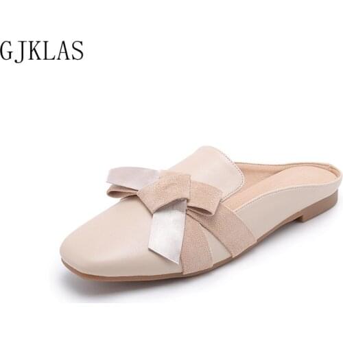 Big Size 43 Half Slippers Spring Summer Female Slippers Flat Women Shoes Casual Fashion Outdoor Apricot Black Shoes Woman Flats