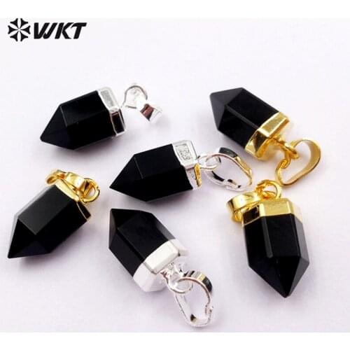 WT-P1331 Fashion Design Black Crystal Women Jewelry Crystal Pillar with Metal Electroplated Circle Lovely Pendants