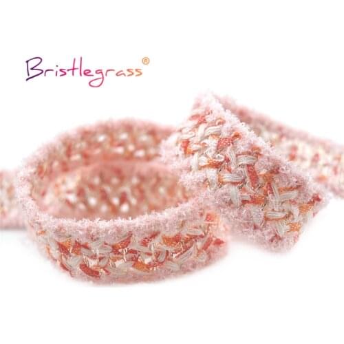 BRISTLEGRASS 1 Yard 7/8" 22mm Glitter Blended Yarn Braided Crochet Lace Trims Macrame Ribbon Headband Costume Dress Sewing Craft