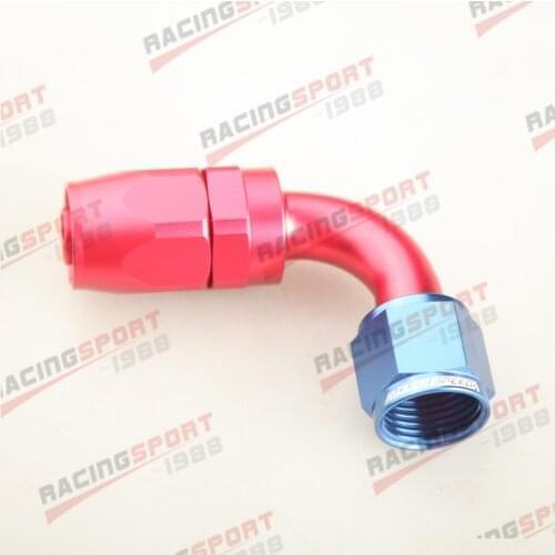 12AN AN-12 90 DEGREE SWIVEL OIL FUEL LINE HOSE END FITTING ADAPTOR RED/BLUE