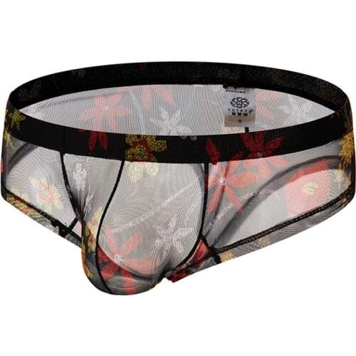 2020 New Men Sexy Underwear Mens Transparent Small Boxers Male Low Waist Mesh Homme Panties half pack hip underwear