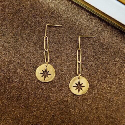 2021 Vintage Stainless Steel Earrings Hollow Star Statement Earings Jewelry Korean Earings Fashion Jewelry boucle oreille femme