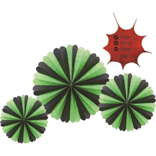 3pcs/set Halloween Party Hanging Paper Fans Paper Garlands Decor for Home Party Bar 40cm + 30cm + 25cm