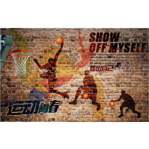 Custom photo 3d wallpaper Retro nostalgic basketball dunk bar home decor living room 3d wall murals wallpaper for walls 3 d