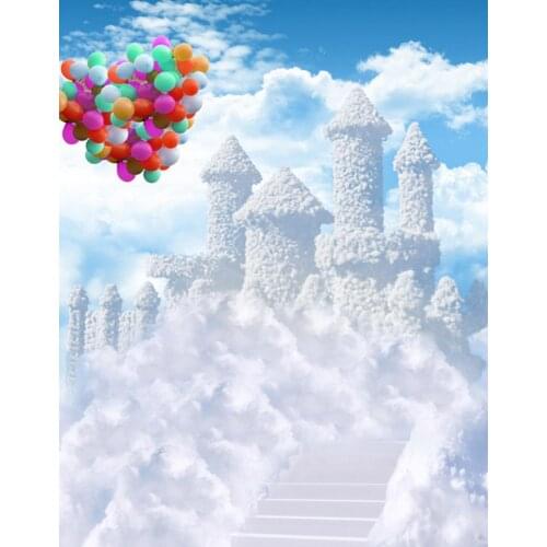 5x7ft White Castle Balloon Cloud Photography Backdrops Photo Props Studio Background