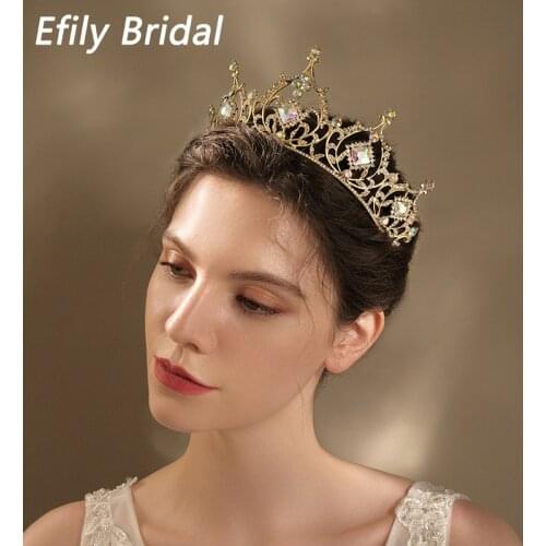 AB Rhinestone Crown Crystal Bridal Wedding Tiaras and Crowns for Women Hair Accessories Party Hair Jewelry Bridesmaid Headpiece