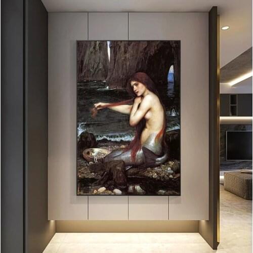 Abstract Mermaid Canvas Painting Sex Figure Posters and Prints Classical Art Style Wall Art Pictures for Living Room Home Decor