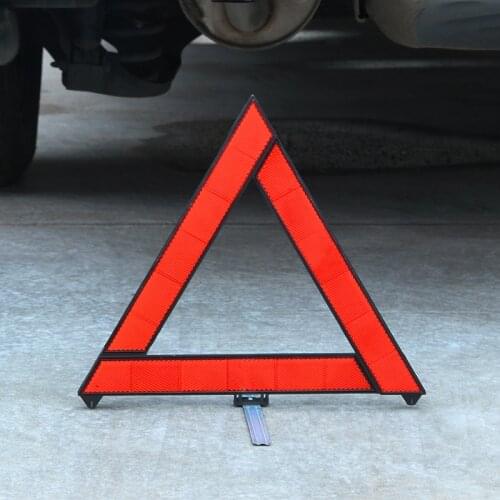 Car Reflective Triangle Emergency Breakdown Warning Triangle Red Reflective Safety Hazard Car Tripod Folded Stop Sign Reflector