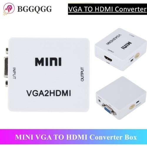 BGGQGG 1080P VGA 2 HDMI Audio Adapter Connector VGA2HDMI Mini VGA to HDMI Converter with Audio for PC Laptop to HDTV Projector