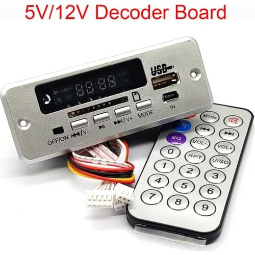 5V/12V Power Supply MP3 Decoder Board Player With Display Dual Channel Without Power Amplifier FM Power Off Memory