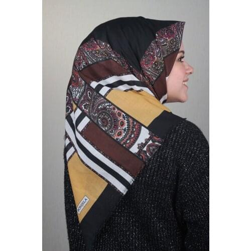 BONJELA PATTERNED COTON SCARF-DESEN-55-RENK-01