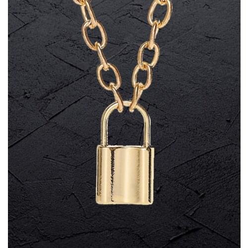 Metal Lock Necklace Luxurious Necklace Pendant Punk Clavicle Link Chain European American Gothic Hip-Hop Rock Padlock Jewelry