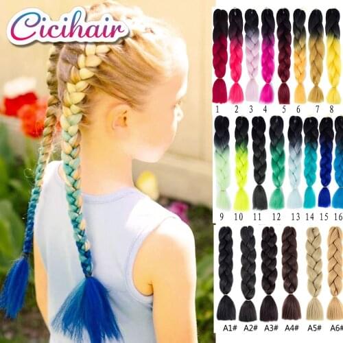 CICIHAIR Synthetic Braiding Hair Jumbo Braid Hair 24inch Pure/Ombre Color Kanekalon Extensions Heat Resistant Fiber Wholesale