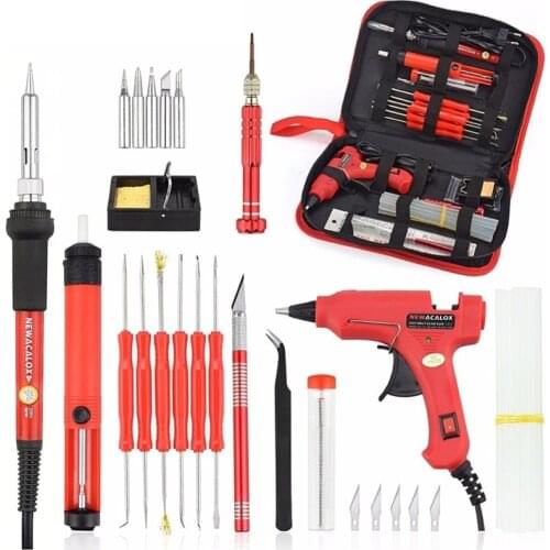 220V/110V 60W DIY Adjustable Temperature Electric Soldering Iron Welding Kit Screwdriver Glue Gun Repair Carving Knife