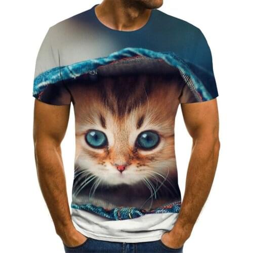 Summer Harajuku T-shirts Men Funny Print cat Tshirt Streetwear t shirt Casual Short Sleeve Tee Top Hip Hop Gothic Clothing Male