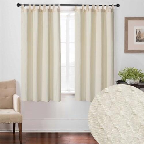 Finished Short Curtains for Kids Bedroom Beige White 1 Piece Semi-Shading Kitchen Window Door Drapes W140 x H170 Geometry Decor