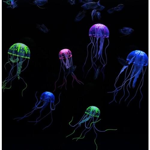 Artificial Glowing Simulated Jellyfish Glowing Artificial Jellyfish Fish Tank Decoration Aquarium Decor Ornament 2pc/lot