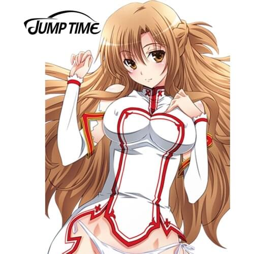 JumpTime 13cm x 9.5cm Car Styling Lovely Sexy Anmie Girl Sword Art Online Yuuki Asuna Graphic Car Stickers Motorcycle Car Decal