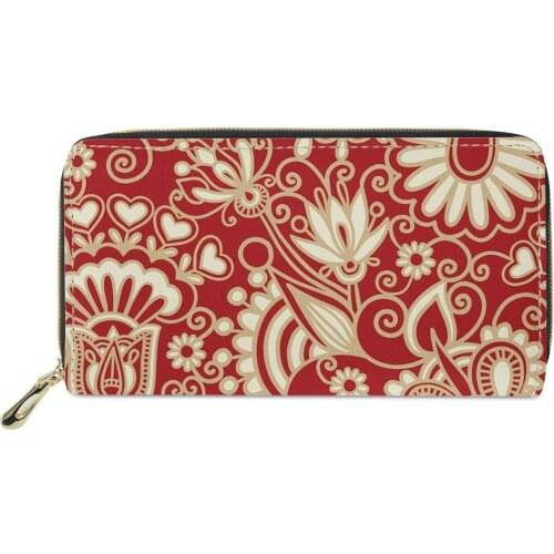 China Promotion Gift Polynesian tribal style Sublimation Pu Wallets custom Leather Woman Ladies Purse Credit Card Money Holder