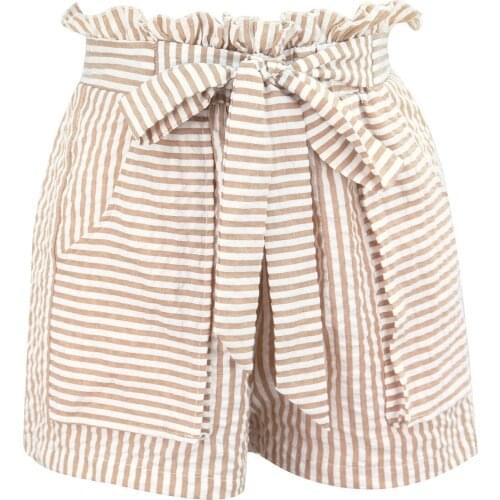 Summer of 2021 Womens Striped Casual Shorts Khalia Red and White Blue and White High Waist Shorts