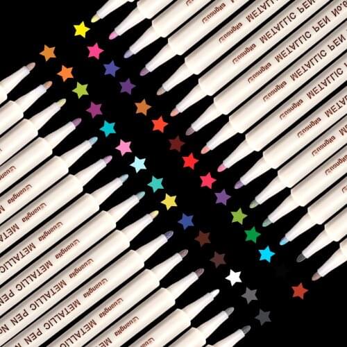 Metallic Marker Pens for Glass Paint Rock Painting Stone DIY Card Making Plastic Pottery Wood Metal Surface