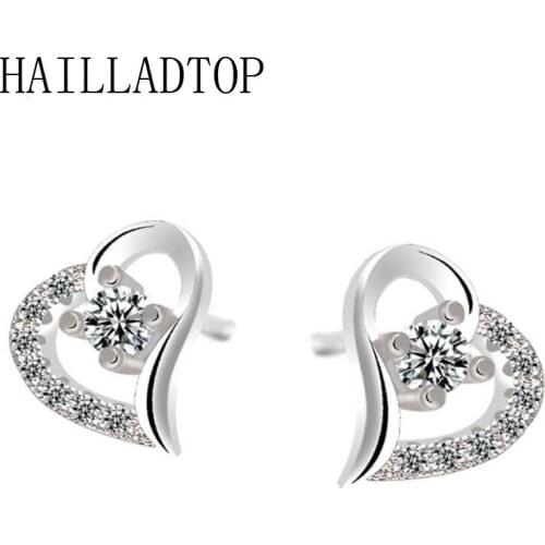 Fashionable Hollow Heart Crystal Earrings Cute Small Stud Ear Jewelry Love Heart Zirconia Screw Earrings Women Jewelrys