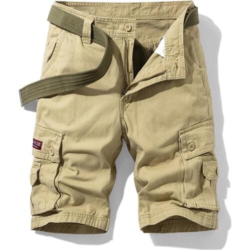 Mens Multi-Pocket Loose fit Cotton Twill Casual Shorts Summer Cargo Tooling Work Shorts