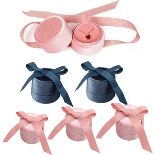 Soft Round Velvet Jewelry Box Womens Ring Necklace Pendant Display Holder Case Jewelry Box Container Wedding Ring Box