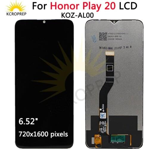 Original 6.52'' For Huawei Honor Play 20 LCD KOZ-AL00 Display With Frame Touch Panel Screen Digitizer For Honor Play 20 LCD