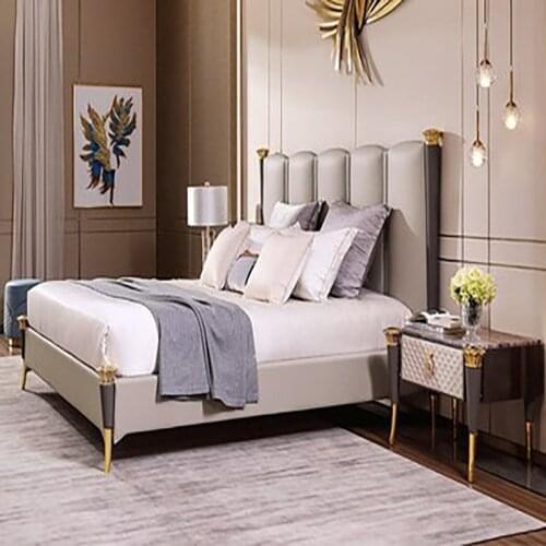 Postmodern light luxury custom bed Italian minimalist villa model room bed American solid wood 1.8m master bedroom double bed