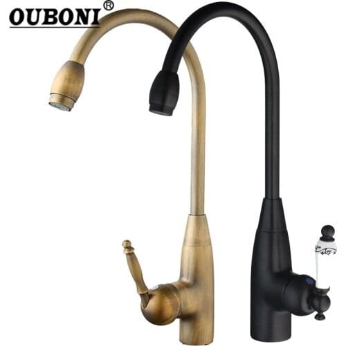 Swivel Antique Brass Kitchen Tap Mixer Faucet Oil Rubbed Black Bronze Ceramic Handle Rotated Kitchen Basin Sink Mixer Tap