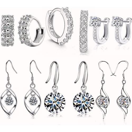 Sterling 925 Silver Earrings Natural Crystal Small Flower Hoop Earrings For Women Birthday Fashion Jewelry Gift