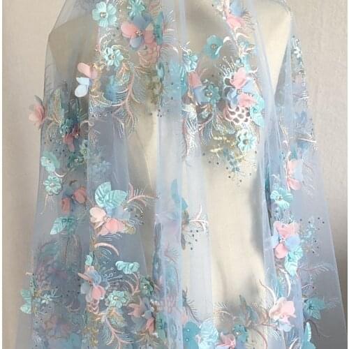 Three-dimensional Chiffon Flower Embroidery Cloth Stickers Nail Beads Lace Patch DIY Clothes Decoration Accessories