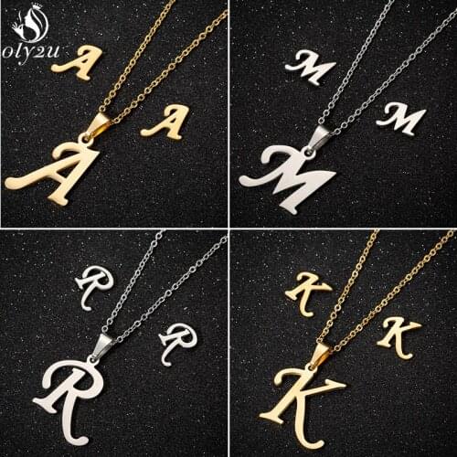 Punk Stainless Steel Initial Letter Necklace for Women Men Personality A-Z Alphabet Pendants Necklaces Everyday Jewelry brincos