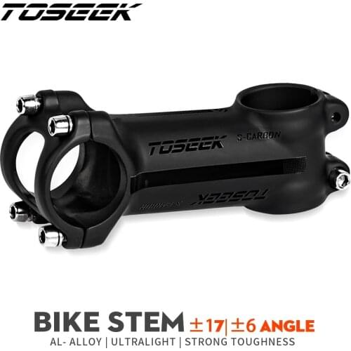 TOSEEK Aluminum Alloy Bicycle Stem 31.8mm Angle 6/17 Degree Road MTB Bike Stem Cycling Parts 60/70/80/90/100/110/120mm