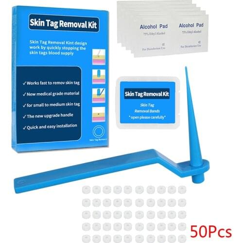 Adult Micro Band Non Toxic Face Care Mole Wart Tool For Small To Medium Blue Skin Tag Removal Kit With Cleansing Swabs Home Use