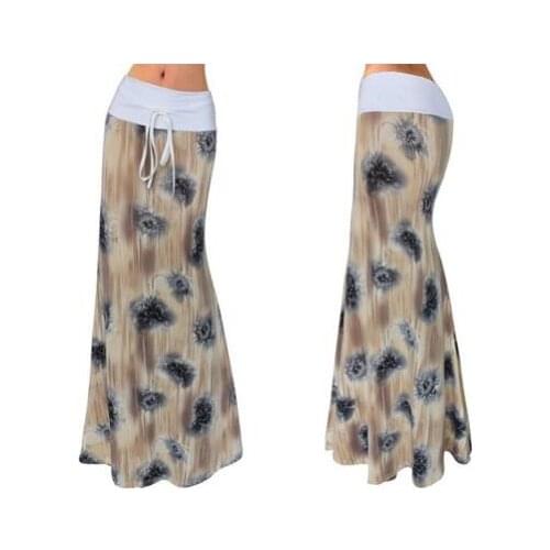 1pcs/lot bohemian style woman long print skirt female fashion summer print elastic waist skirt