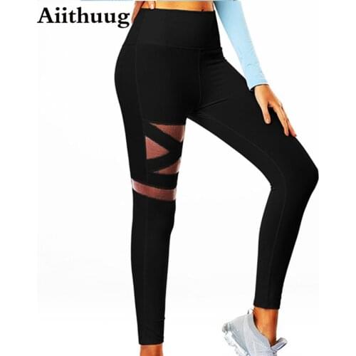 Aiithuug Waisted Yoga Pants for Women, Womens Full Length Workout Leggings with Pockets, Buttery Soft and Tummy Control Pockets